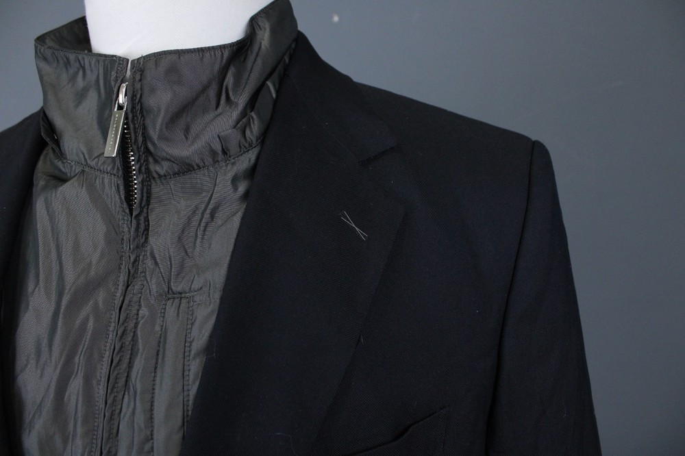 Baldessarini Black Notched Lapel with Grey Zip-Out Inner Blazer Jacket Size 54