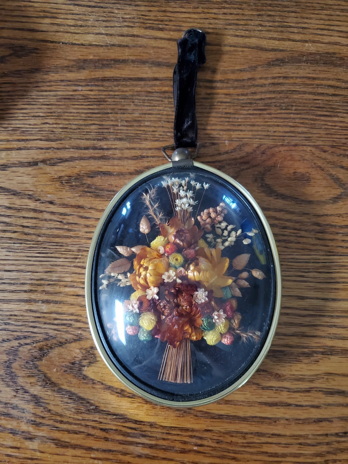 *Vintage Cideart Dried Flowers Belgium Convex Glass