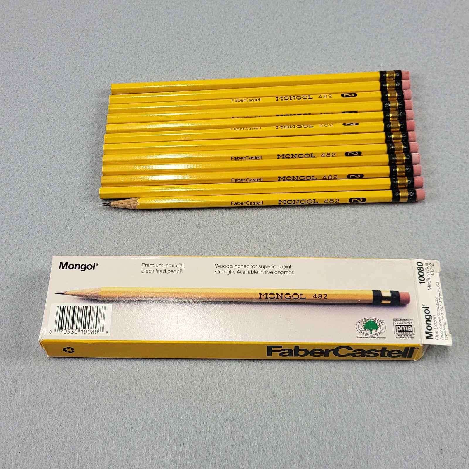 Faber-Castell Mongol 482 #2 Yellow Pencils Lot 12 Medium Soft USA Black Lead