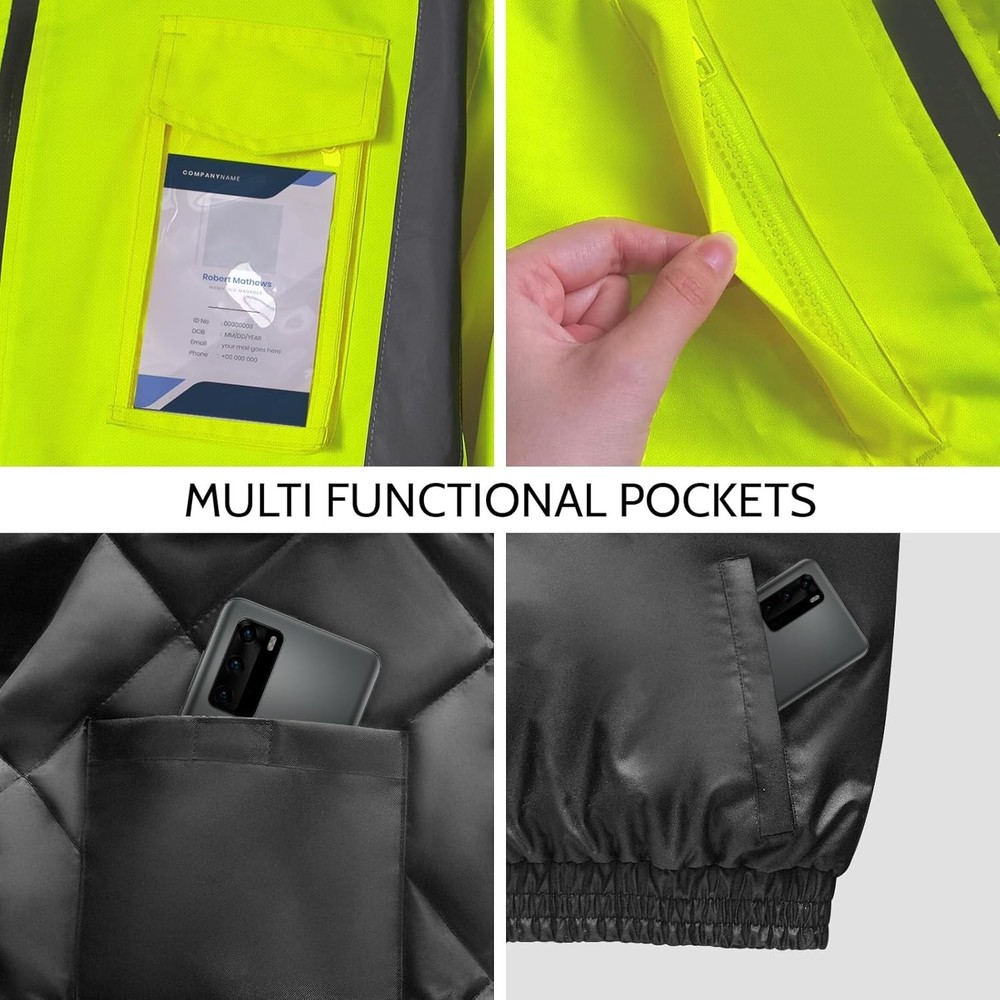 Class 3 High Vis Jacket XL, Waterproof Reflective Coat