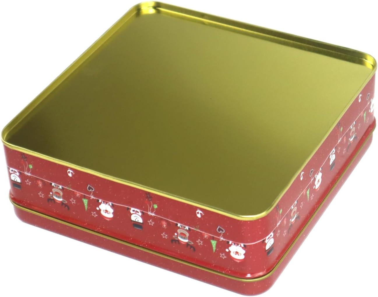 Square Christmas Cookie with Lids Tin Multipurpose Containers, Santa Claus Cooki