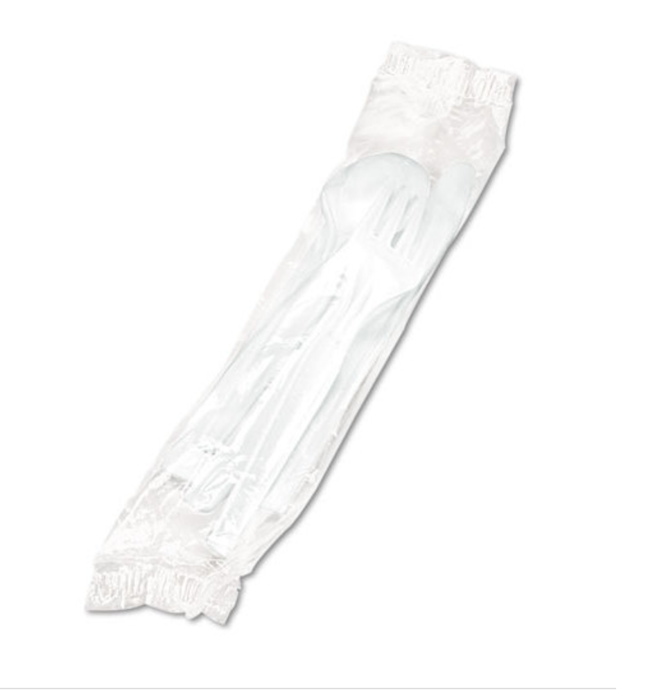 Dixie CM26NC7 Wrapped Tableware Fork/Knife/Spoon/Napkin White 250 Pack