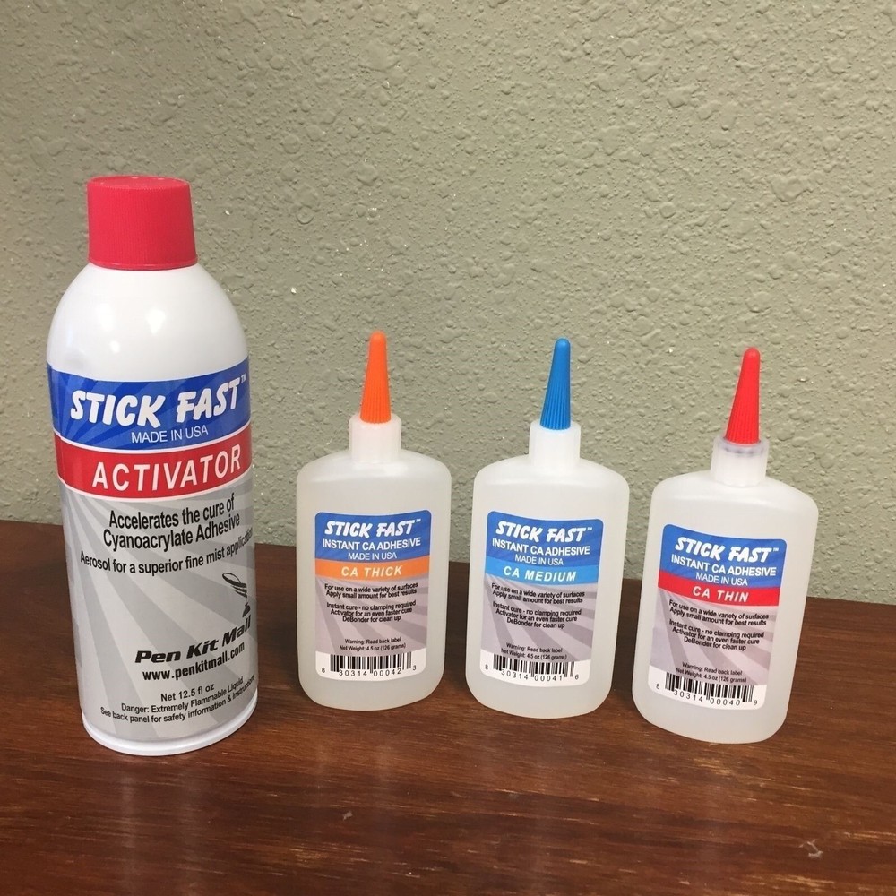 LARGE Stick Fast CA Cyanoacrylate Glue Starter Kit Thin Medium Thick Activator