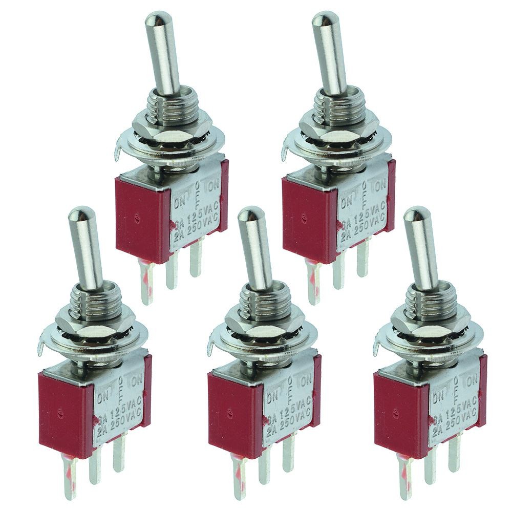 5 x On-Off-On Miniature PCB Toggle Switch SPDT Mini