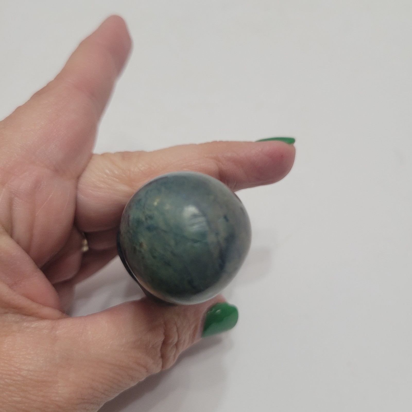 Vintage Aztec/Mayan Warrior Hand Carved Statue Jade/Green Marble/Onyx