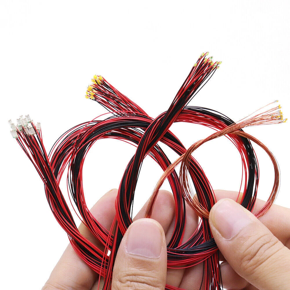 50X Wired Micro LED Pre-Soldered 0402,0603, 0805,1206 Copper Wire Lights SMD US