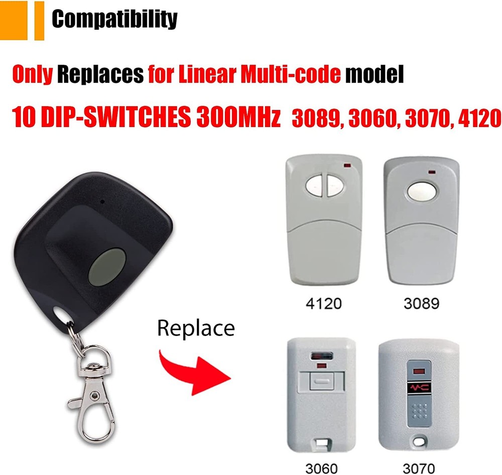 4 For Linear Multi-Code 4120 Gate Garage 1-Button Remote MCS412001 300mhz 308911