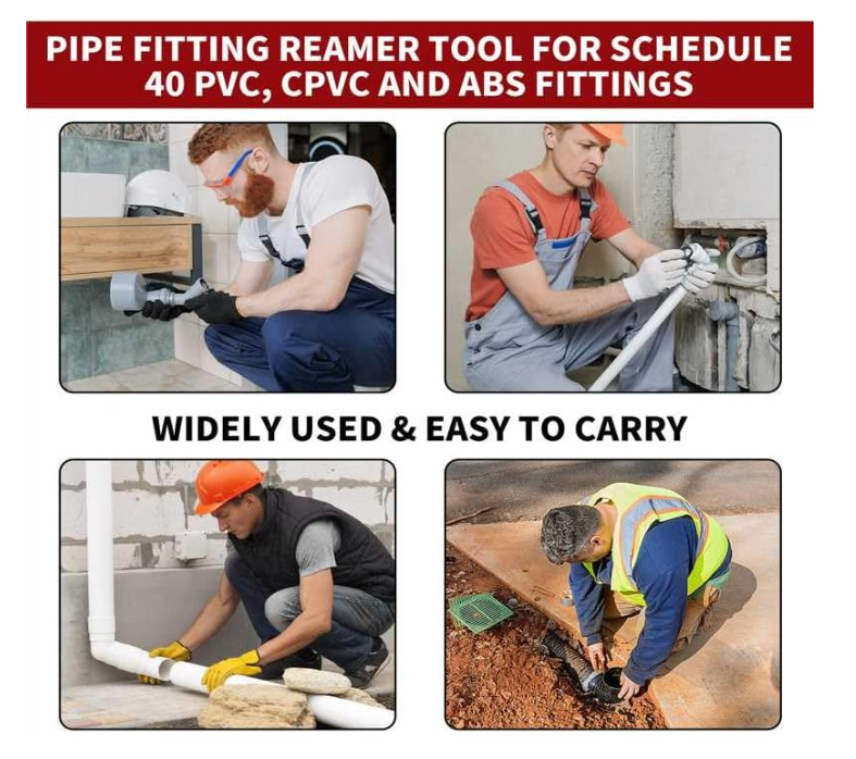 PVC Pipe Reamer Tool, Fitting Saver with1-½-Inch Head Aluminum 3/8'' Hex Shaft