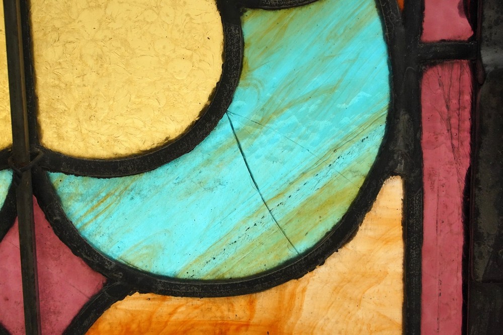 1900s Rectangular Leaded Stained Glass Church Window - R289720