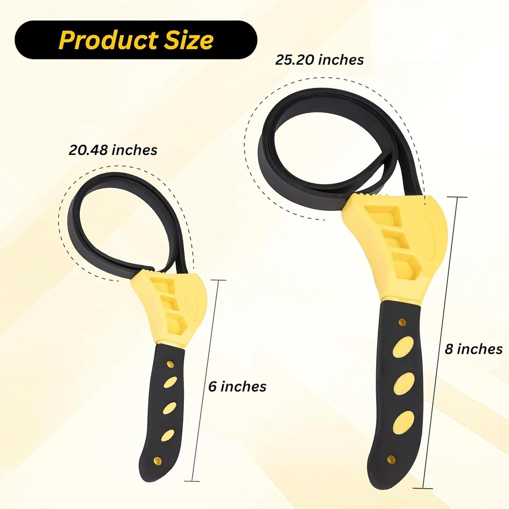 2-Pack Adjustable Rubber Strap Wrench Set – 25.20" & 20.48" Heavy-Duty Strap ...