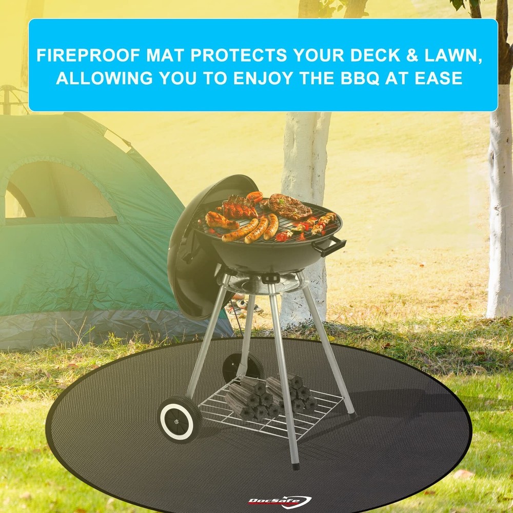 DocSafe 48" Round Fire Pit Mat,4-Layer Under Grill Mat Deck Patio Protect Mat...