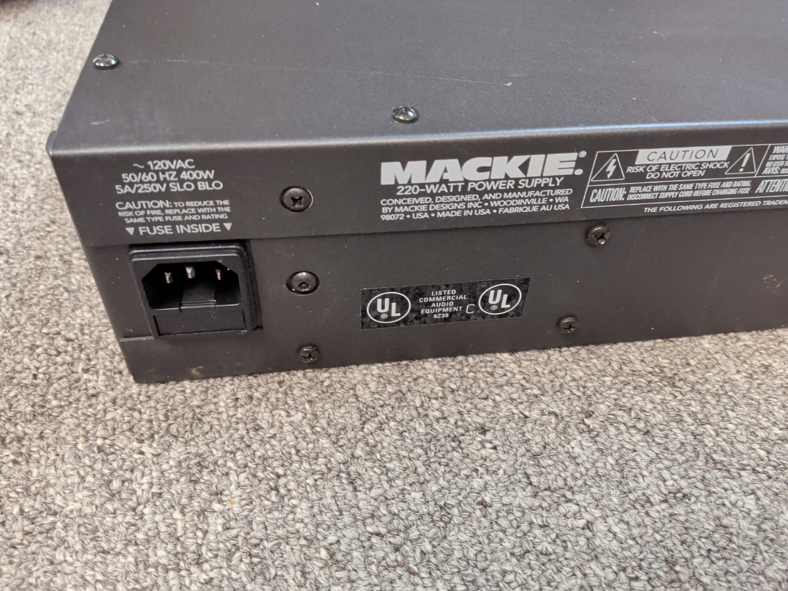 Mackie 220-Watt Power Supply For 8-Bus Mixers - Powers on, Fan Spins