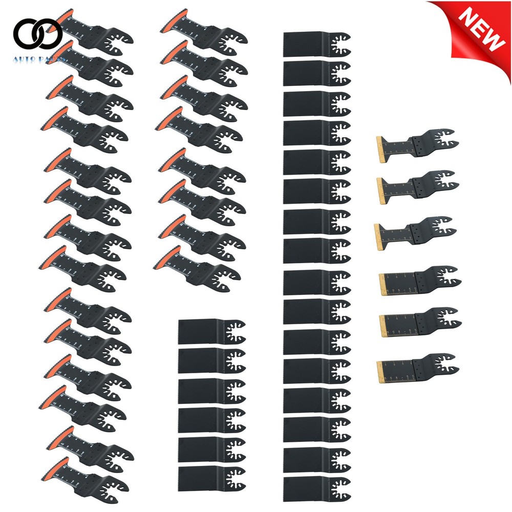 50Pcs Quick Release Multi Tool Titanium Curved Edge Oscillating Tool Blades