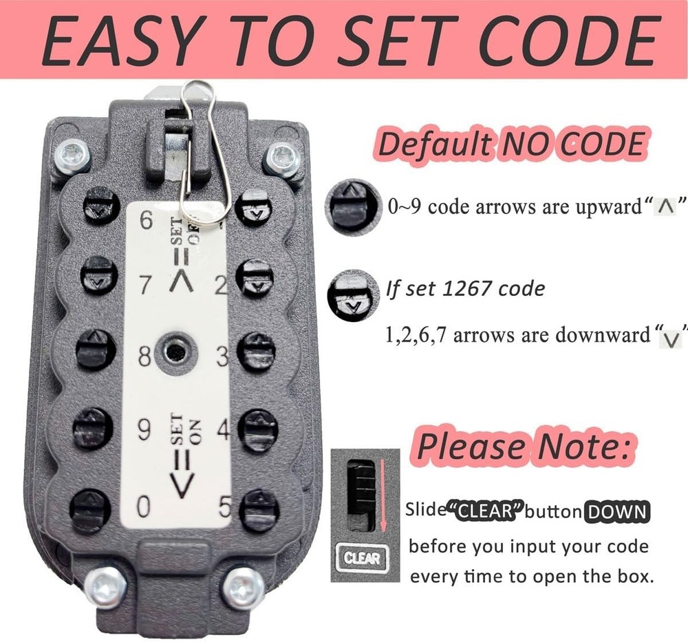 Secure Wall Mount Key Keeper - Waterproof, Adjustable Code Lock Box for Homes