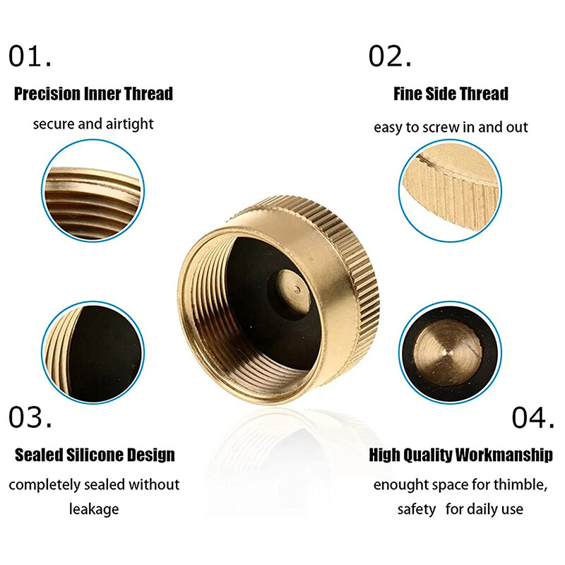 18 PACK 1LB Gas Refill Propane Bottle Cap Tank Threaded Valve Covers Solid Brass