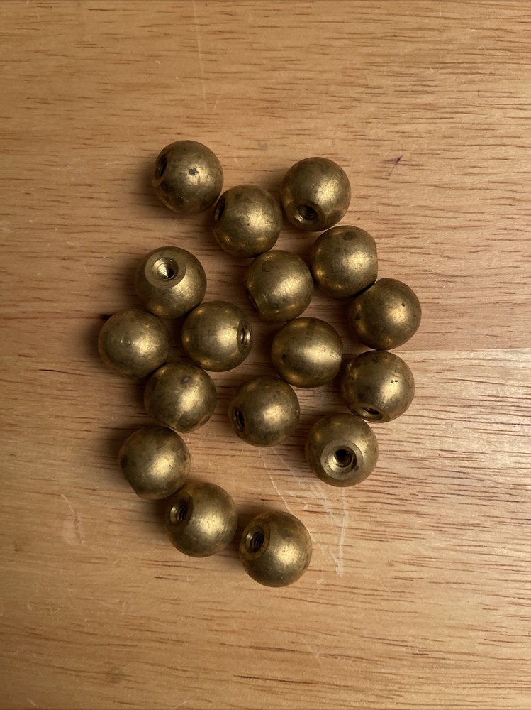 6 Pcs -5/8" Diameter ~ SOLID BRASS BALL FINIAL ~ Unf Brass ~ 8/32  IPS Thread