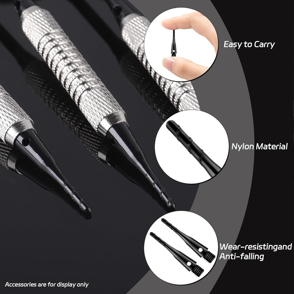 CyeeLife 2BA Thread Soft Tip Dart Point 200 Pack, Accessory - Black