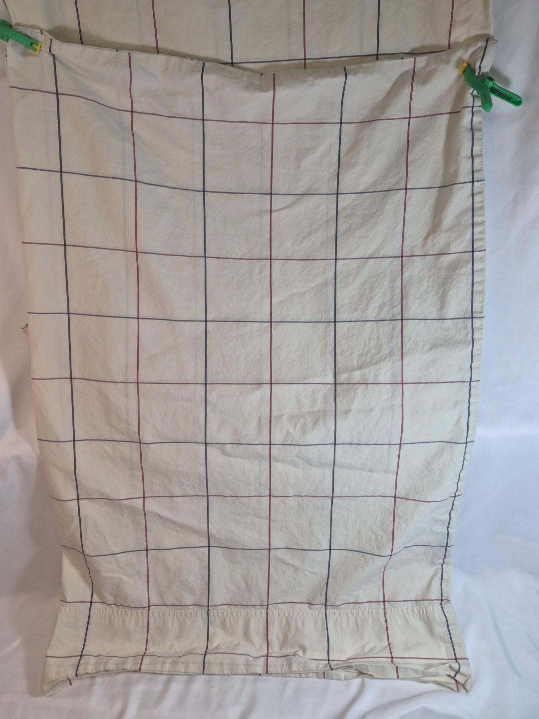 2- VTG Nautica Pillowcases 100% Cotton King & Queen #67468 Cream Grid Navy Check