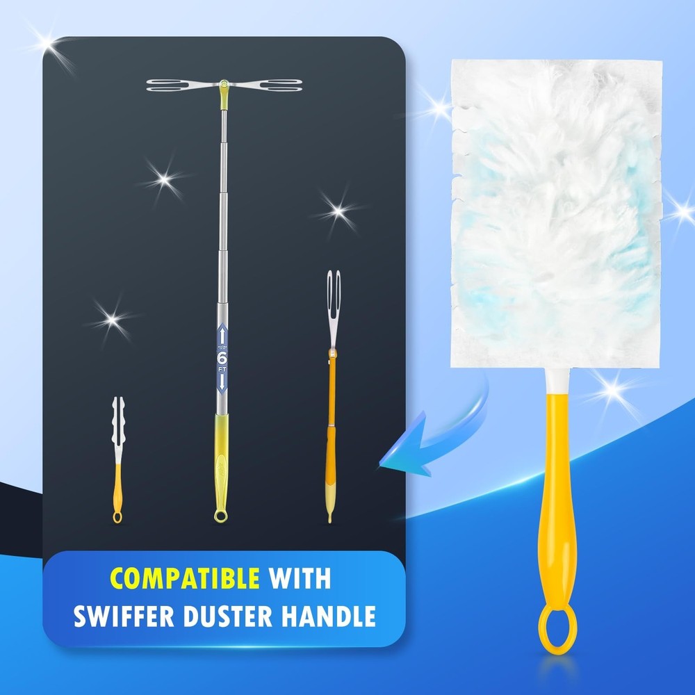 50 Count 180° Multi-Surface Feather Duster Refills Compatible with Swiffer