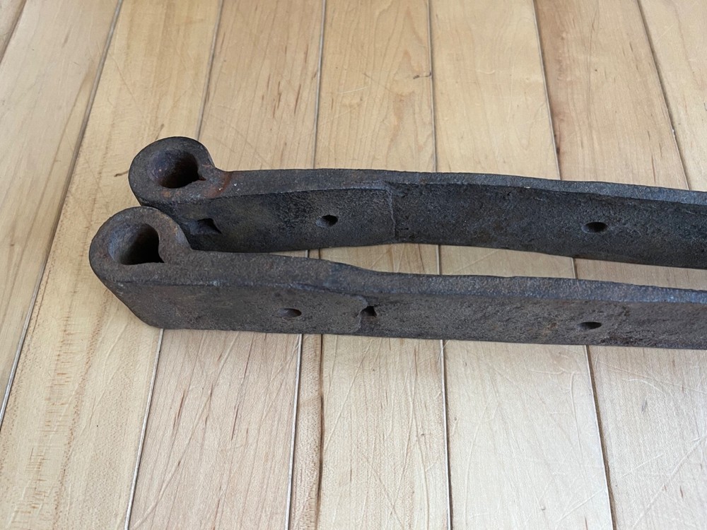 Antique hand forged strap hinges large old barn iron 