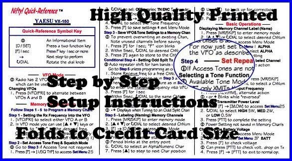 Nifty! Quick-Reference Yaesu VX-150 ~~~NEW!!~~