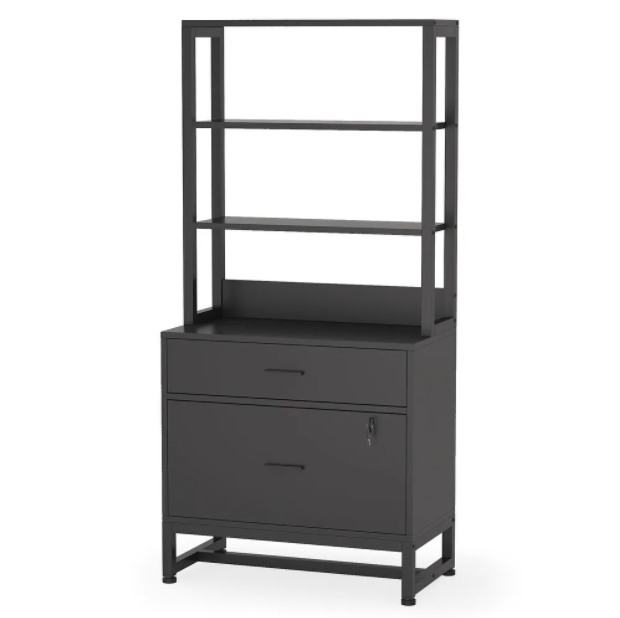 Cabinet Bookshelf Size Filing Vertical Storage Black Open Drawers Basic Shelving
