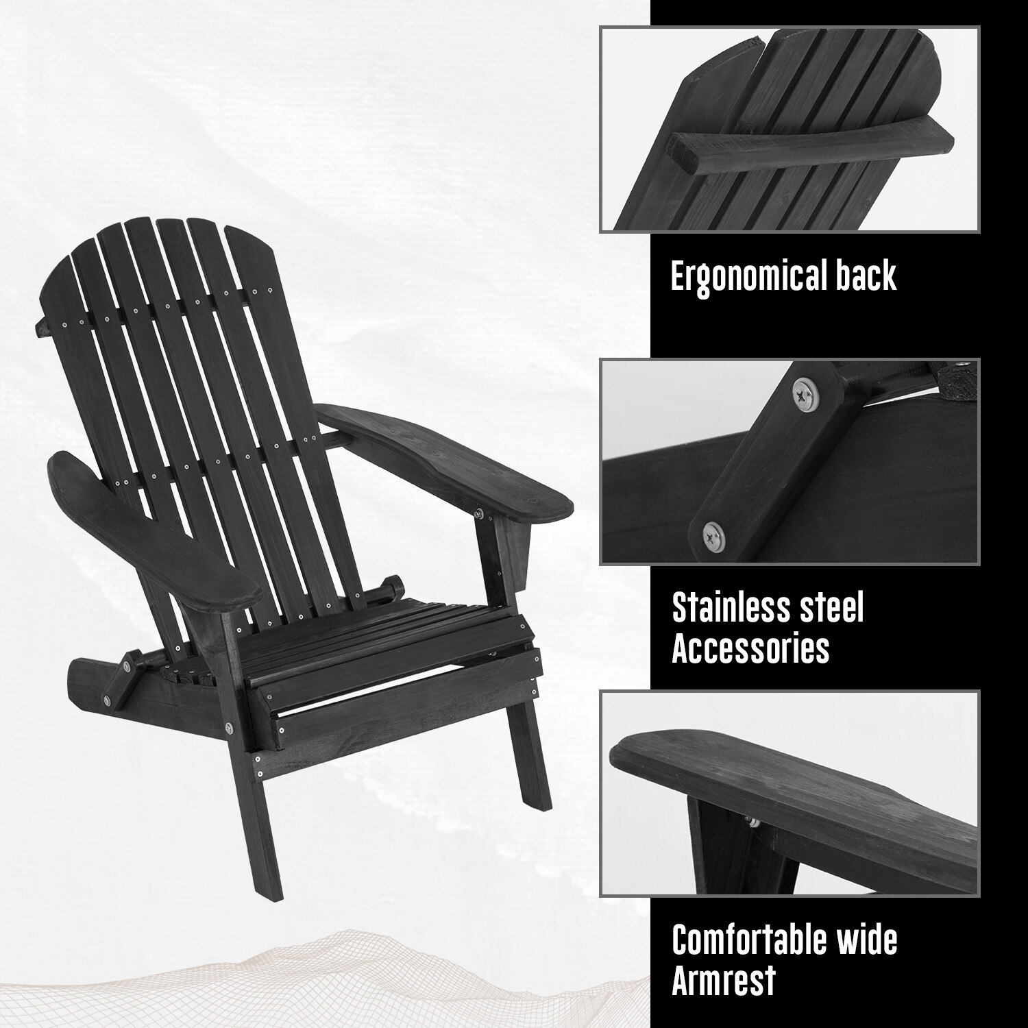 Adirondack Chair All Weather Fire Pit Lounge Chair Easy Assemble Folding Chair