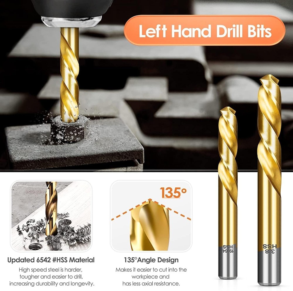 14Pcs Screw Extractor and Left Hand Drill Bits Set, Easy Out Screw Extractor Set