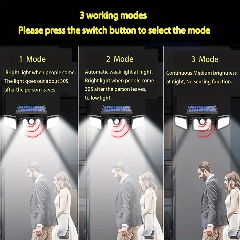 2 Pack LED Motion Sensor Solar Lights ,Outdoor IP65 Waterproof Security Lamp