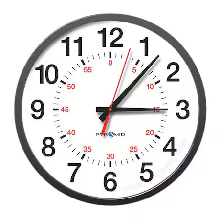 Pyramid 9A13bg 13-1/4" Analog Wireless Synchronized Wall Clock, Black