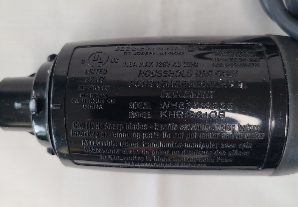 KitchenAid Immersion Hand Held Blender Black Model KHB1231OB- Tested Working