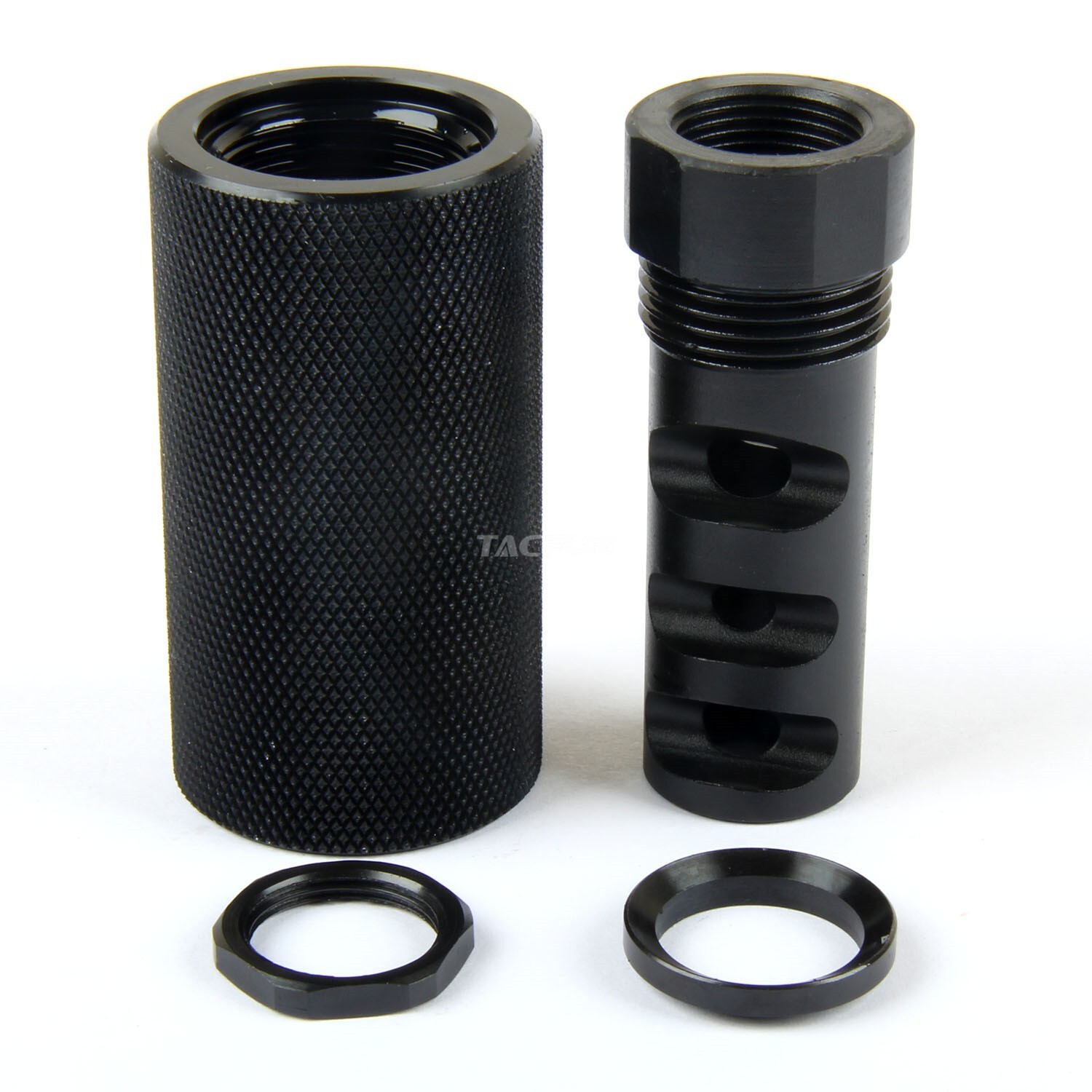 Steel Muzzle Brake 5/8X24 TPI + Knurled Forwarder
