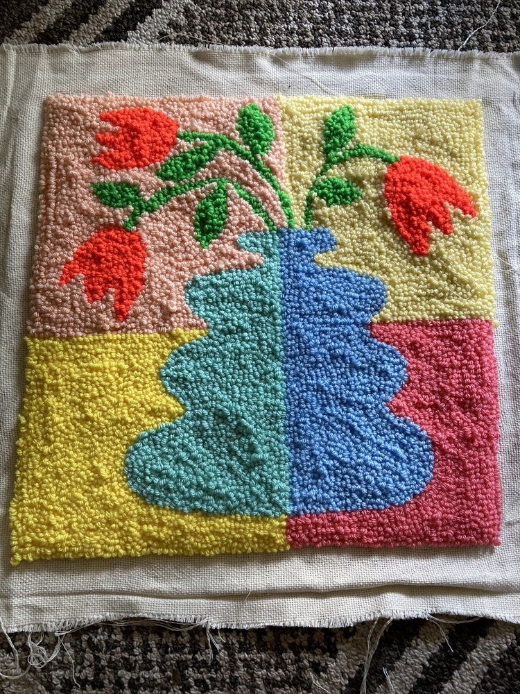 Flower In Vase Punch Needle Piece