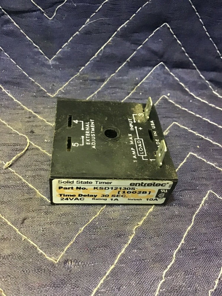 Entrelec KSD12130S Solid State Timer Black 1 Amp 24VAC TD 30Sec - Used