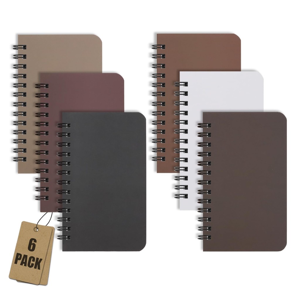 6 Pack Spiral Pocket Notebook Mini Journal Small Notebook for Home Office School