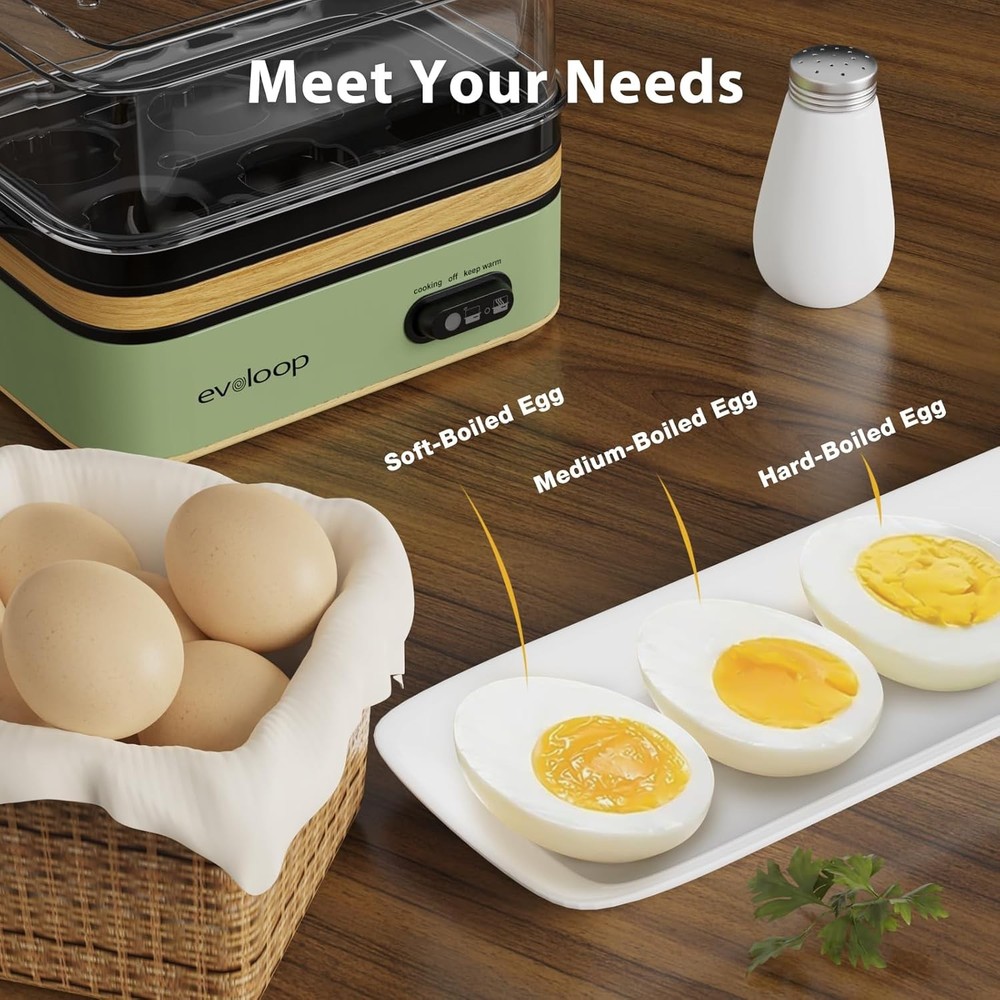 Electric egg cooker, 6-egg capacity - green