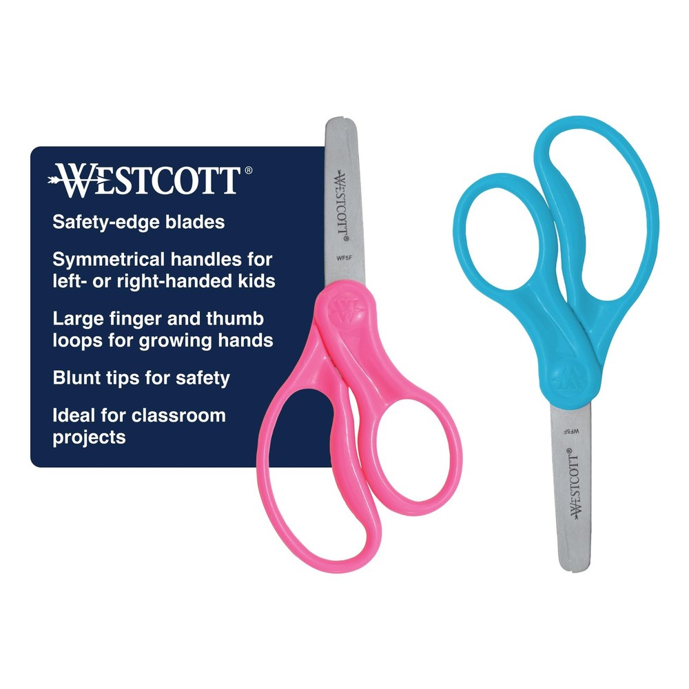 5" Kids Scissors Hard Handle Blunt Tips Assorted Colors 2-Pack