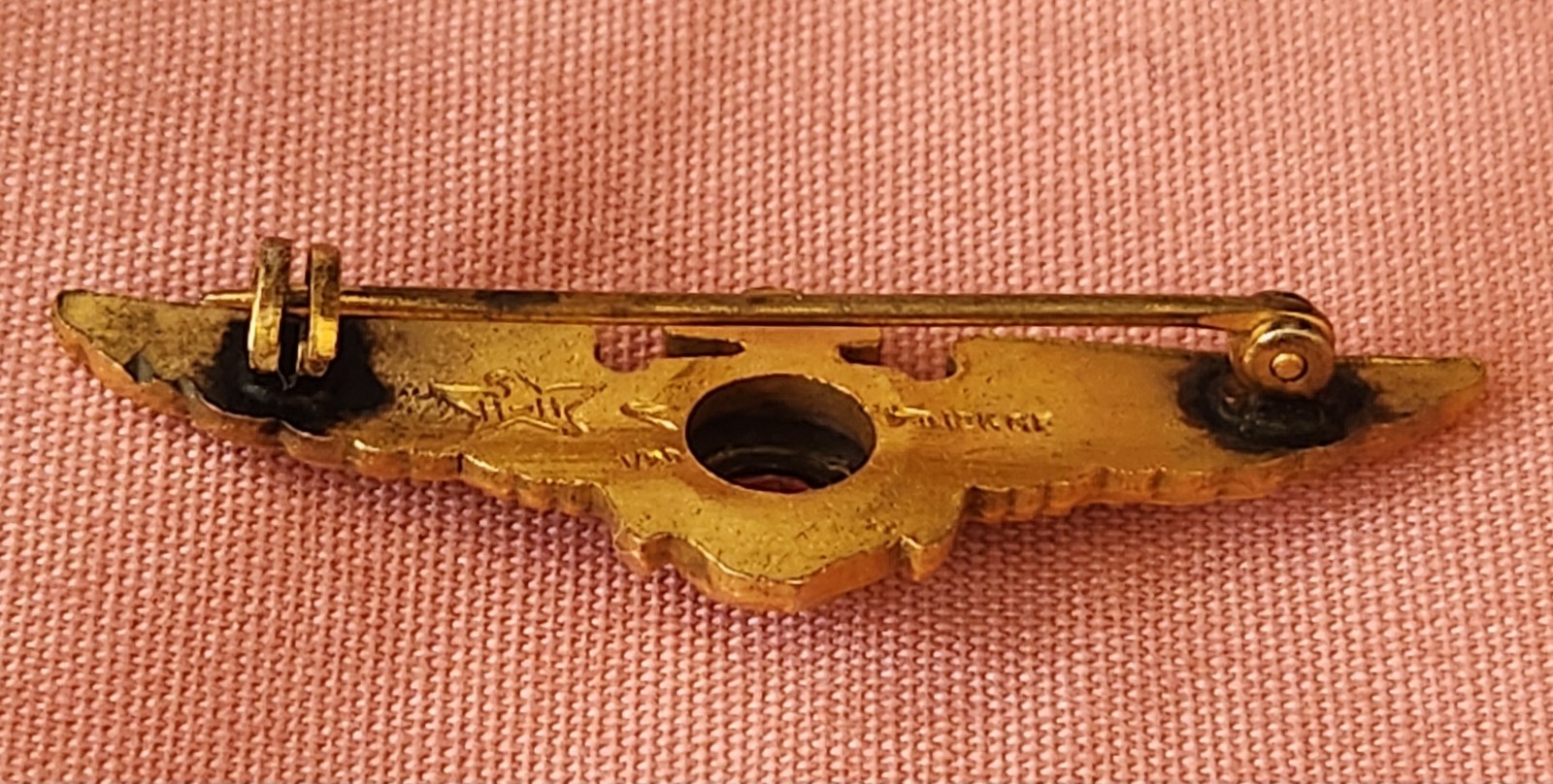 Vtg WWII US Navy Aviator Pilot Sweetheart Wings Pin H&H 1/20 12k GF W/Gemstone