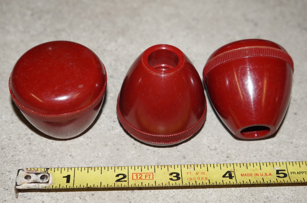 Lot of 3: Red GEAR SHIFT Handle Shifter Knobs - Phenolic Threaded, 1/2"-13