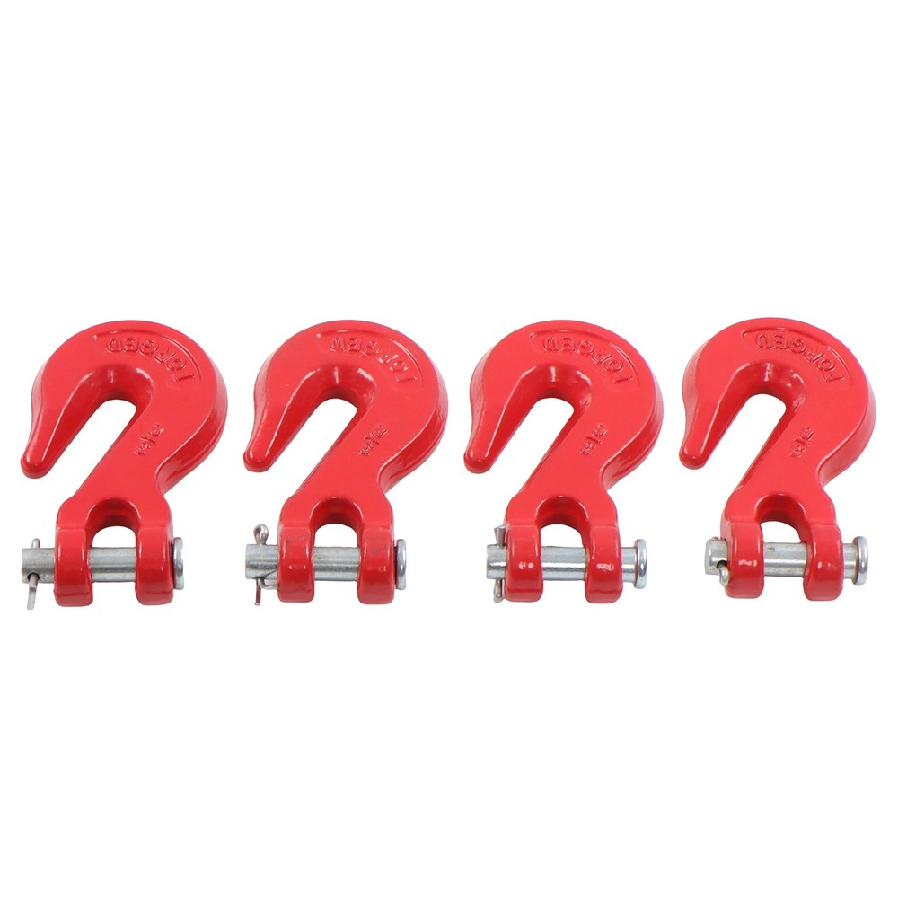 4 Pack 3/8" Clevis Grab Hooks G70 7500lbs Working Load Limit Red Chain Hooks