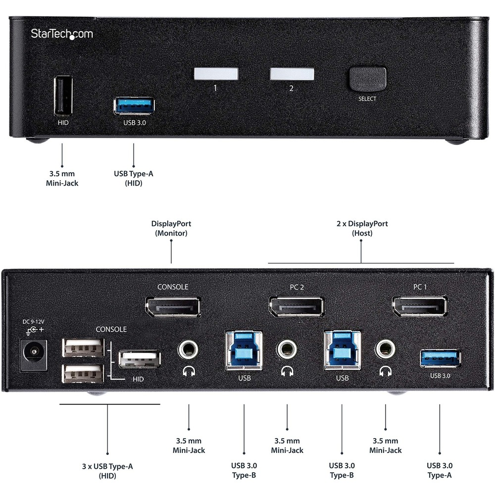 StarTech.com 2 Port DisplayPort KVM Switch - 4K 60Hz - Single Display - Dual ...