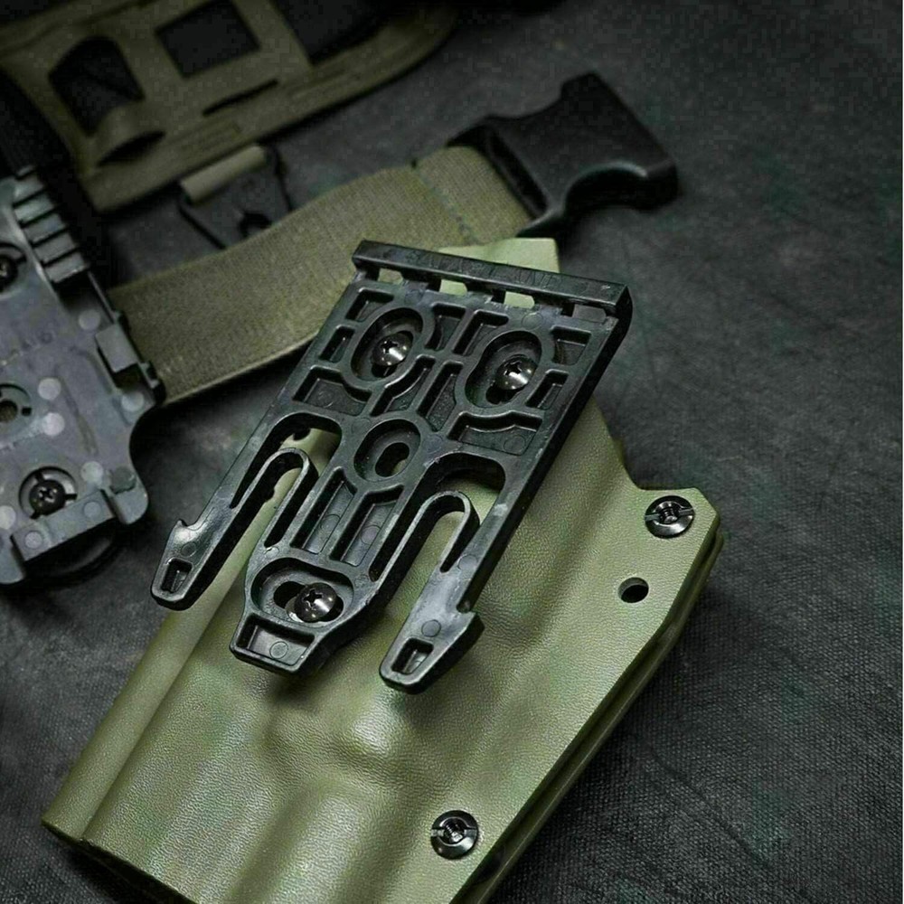 Quick Locking System Kit Belt Loop Drop Leg Holster Fork Plate Black