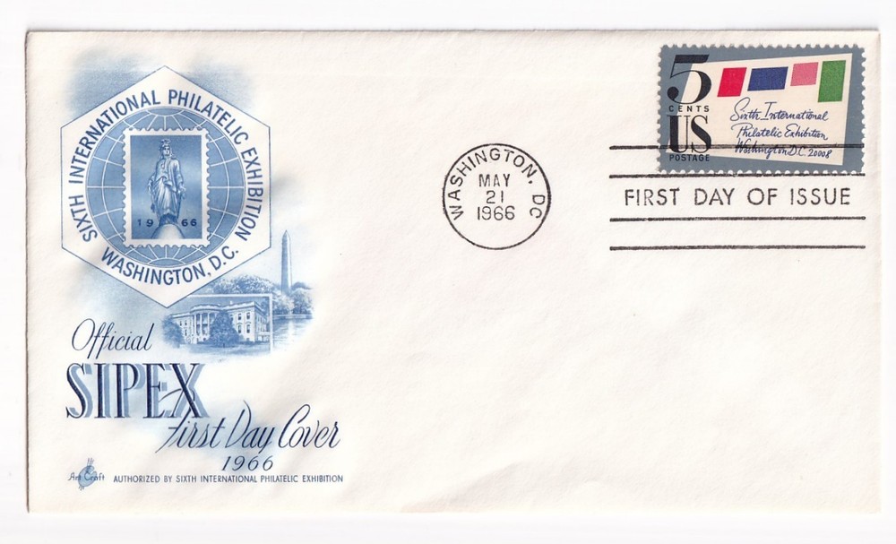 STAMP SCOTT 1310 "SIPEX Issue" "6th Philatelic Exhibition" 5 CENT 1966 FDC - A