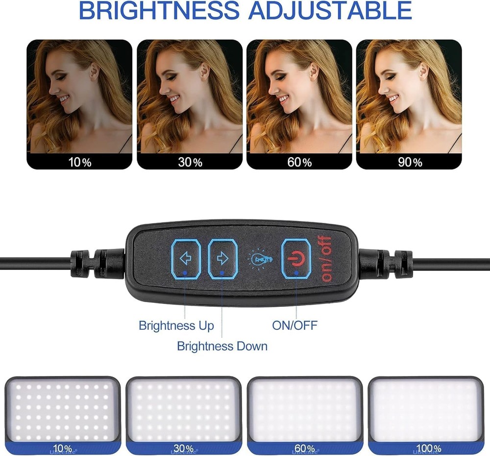 2Pcs Dimmable LED Light Kit with Adjustable Tripod & USB Power for Video Streams