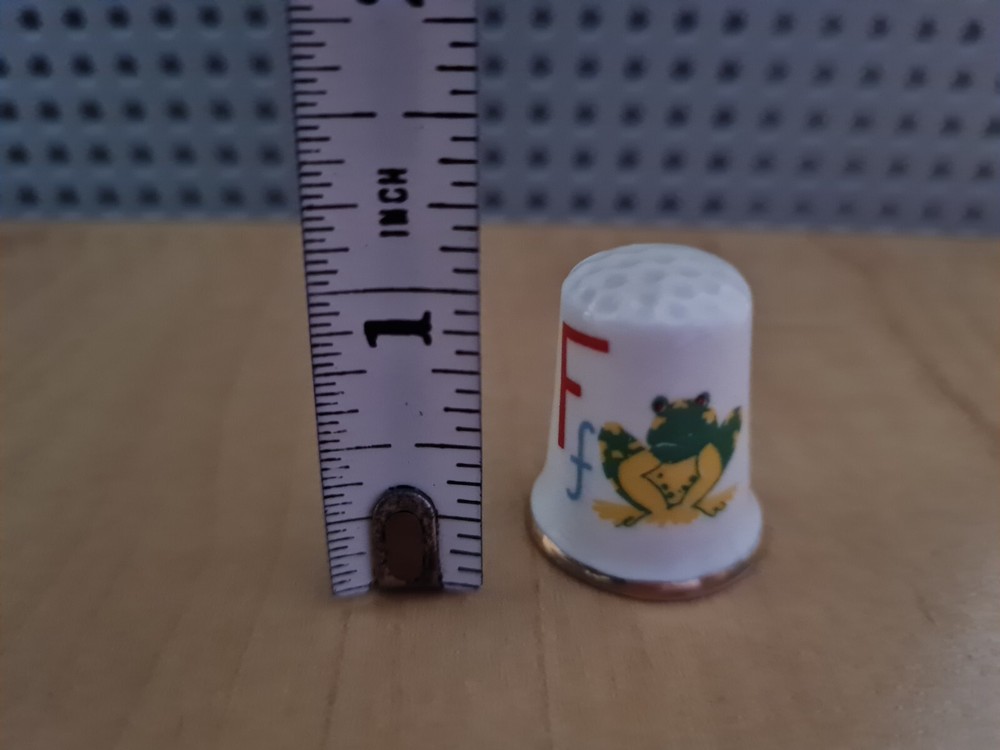 Fine Bone China Thimble featuring F for Frog.