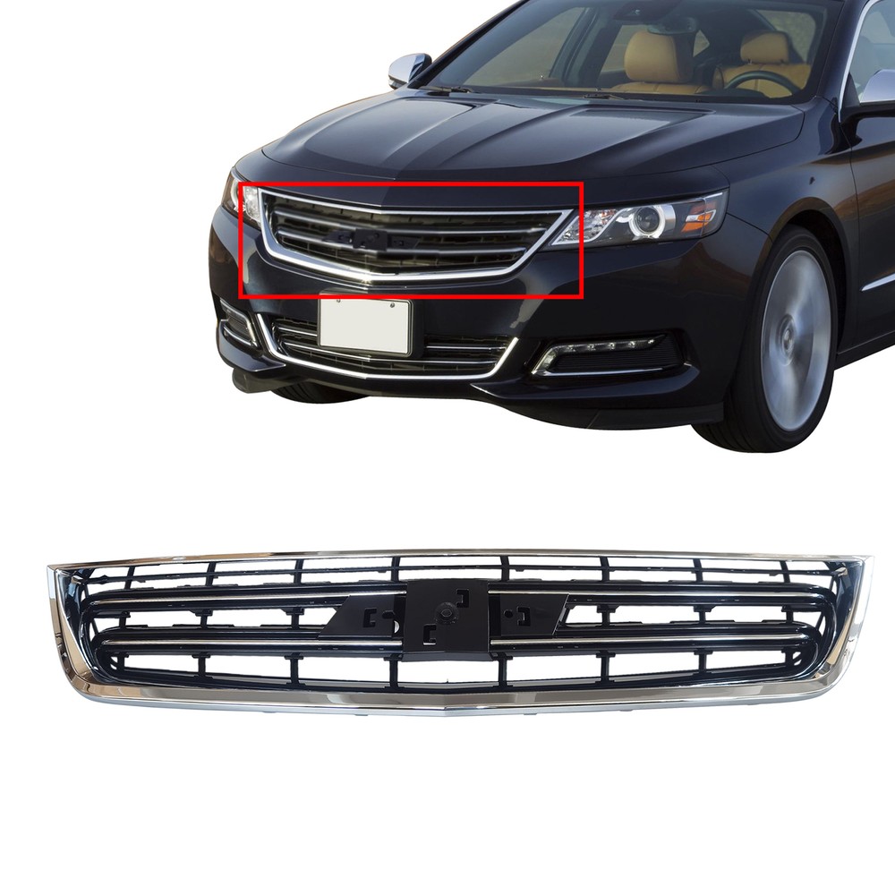 Front Upper Black W/ Chrome Grille For 2014-2020 Chevy Impala Sedan