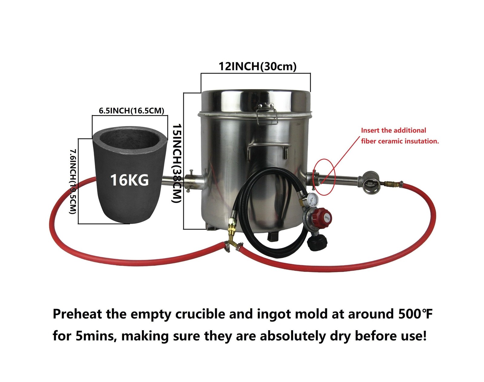 16KG Propane Melting Furnace Double Burner Stainless Steel, Foundury Smelter ...