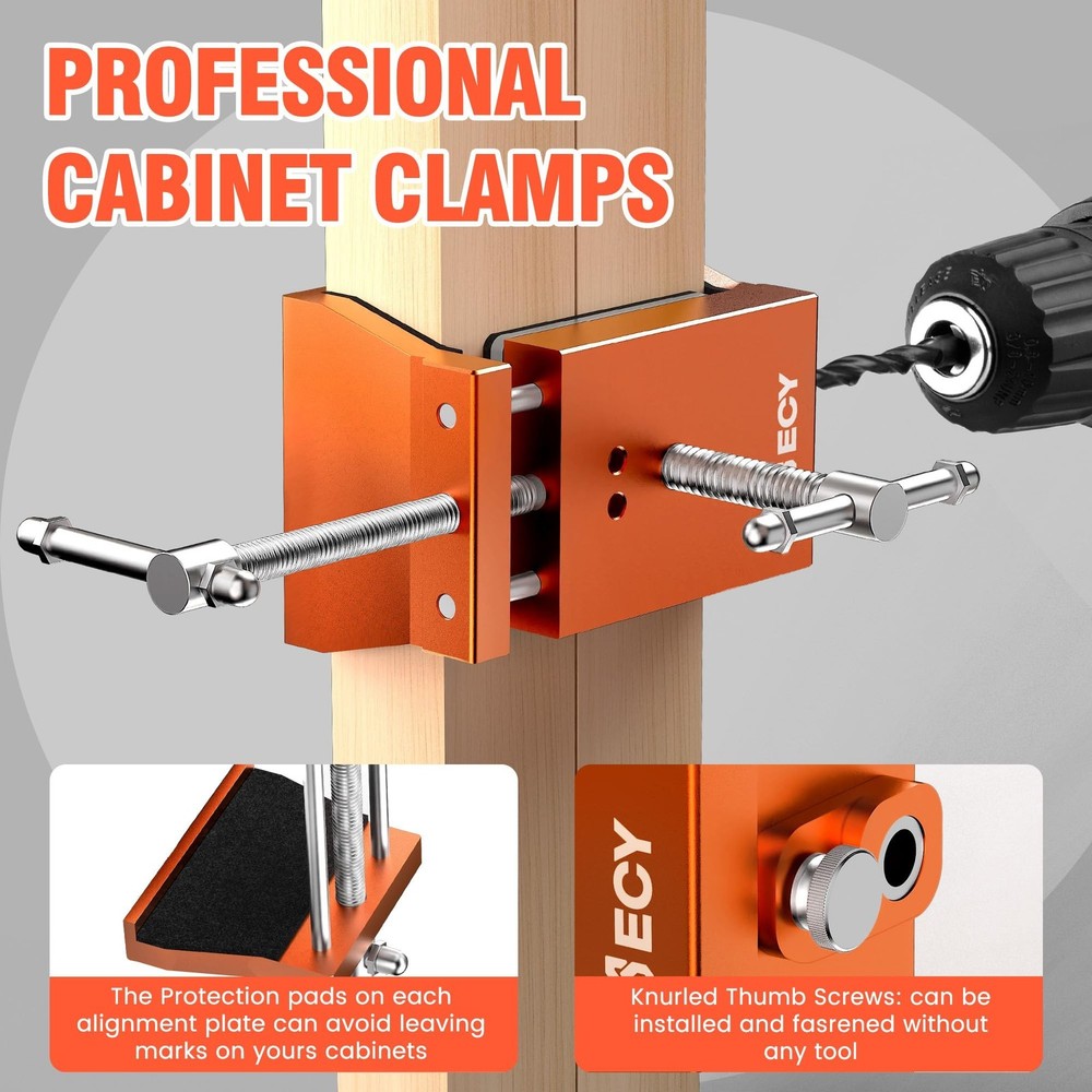 ECY Cabinet Clamps 2 Pack - Cabinet Face Frame Alignment Tool，Anodized Al
