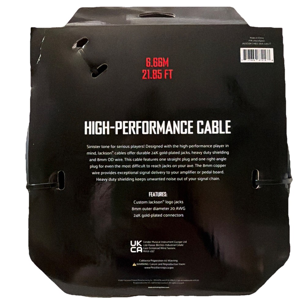 Jackson High Performance Cable - Black 21.85' (6.66 m) Angle End