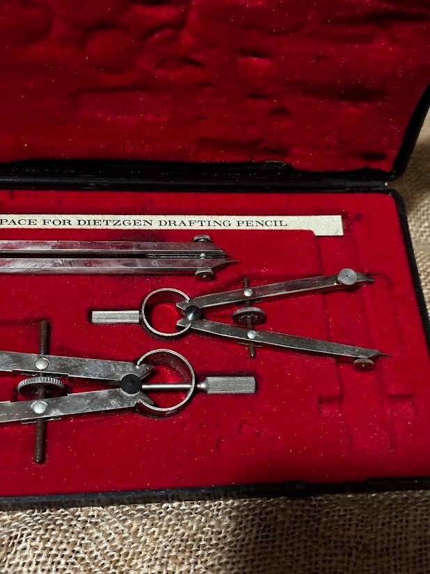 Dietzgen Stellar 1970’s Drafting Set 1288-3 Multiple Part Hard Case Some Missing